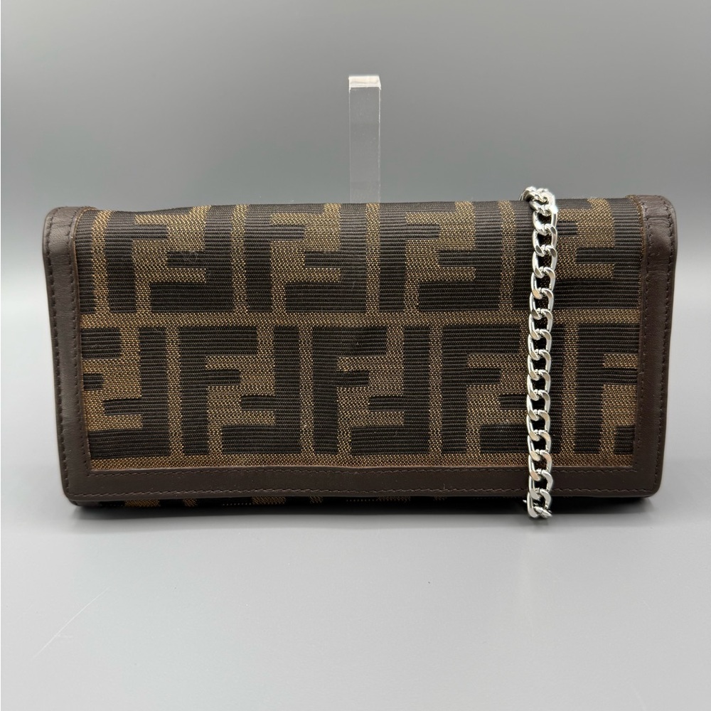 Fendi Brown and Black Chain Wallet